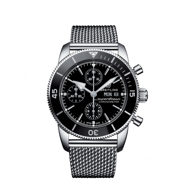 Montre Breitling  Superocean Heritage 44 mm  Chronographe Noir Bracelet acier