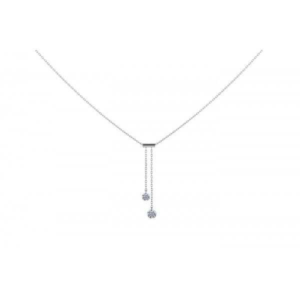 Collier La Brune & La Blonde 360° Cravate Diamant 0.20 carat or blanc