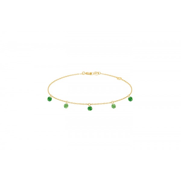 Bracelet La Brune &amp; La Blonde Confetti Vert 5 pierres 0.65 carat or jaune