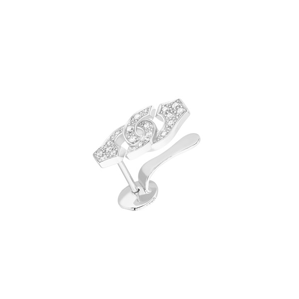 Mono boucle d'oreille Menottes DINH VAN R8 or blanc Diamants