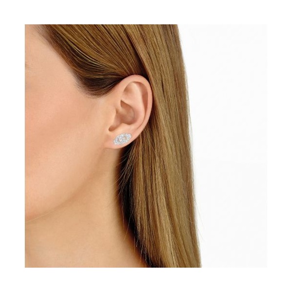 Mono boucle d'oreille Menottes DINH VAN R8 or blanc Diamants