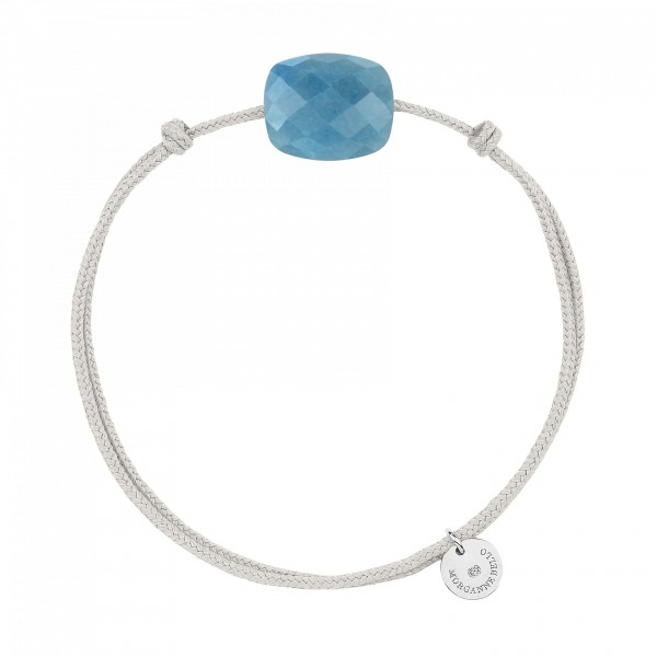 Bracelet Morganne Bello Friandise Coussin Quartz Bleu Cordon Gris Souris