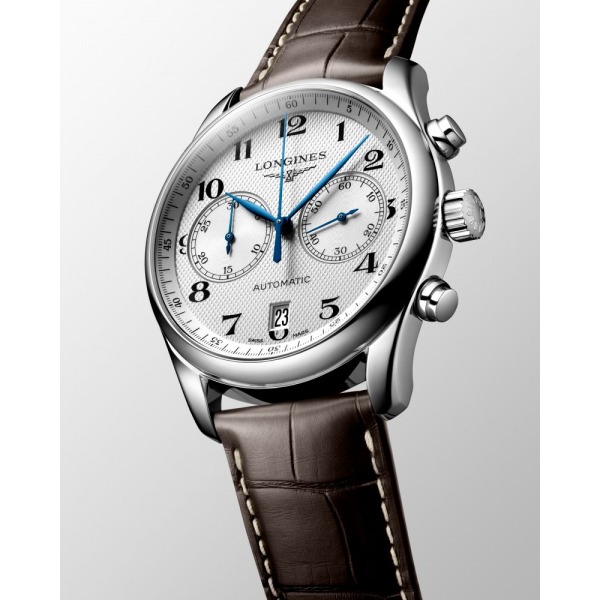 Montre Longines Master Collection Auto Chrono Bracelet Cuir Cadran Argent