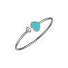 Bracelet Happy Hearts Jonc Or Blanc Diamant & Pierre Turquoise