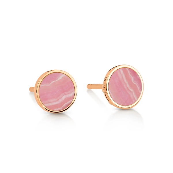 Boucles d'Oreilles Ginette NY Ever Rhodochrosite Disc Studs