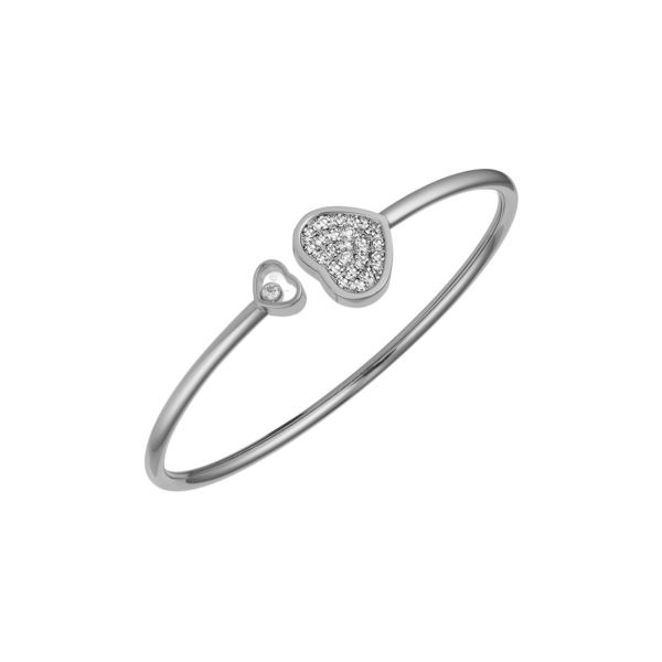 Bracelet Chopard Happy Hearts  Cœur or blanc 1 diamant mobile et pavage diamants blancs