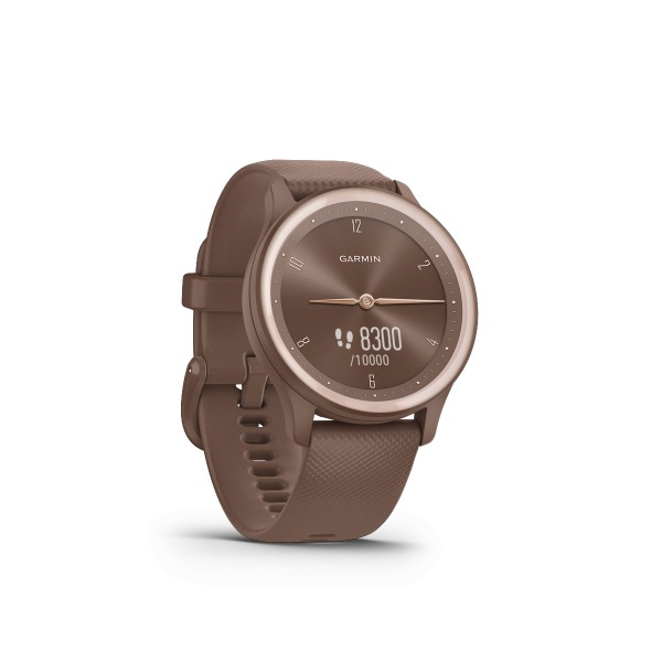 Montre Garmin Vivomove Sport Peach Gold Bracelet Chocolat