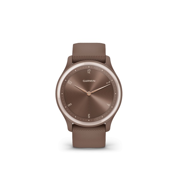 Montre Garmin Vivomove Sport Peach Gold Bracelet Chocolat