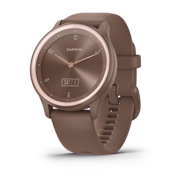 Montre Garmin Vivomove Sport Peach Gold Bracelet Chocolat