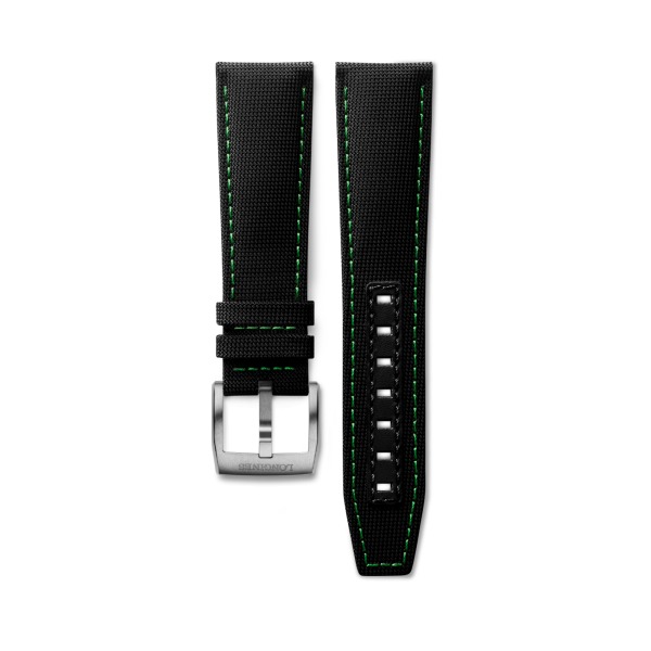 Bracelets de montre LONGINES (22mm) Nylon synthétique semi mat noir pour LONGINES SPIRIT