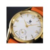 Montre LIP Femme Himalaya 29 mm Cadran argenté mat Bracelet cuir lisse orange