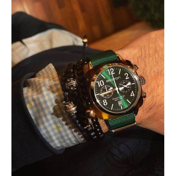 Montre Briston Clubmaster Classic Ac tate Bracelet Nato Vert Anglais