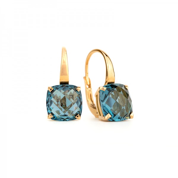 Boucles d'oreilles Cesare Pompanon poppy blue Topaze London Blue, Or rose