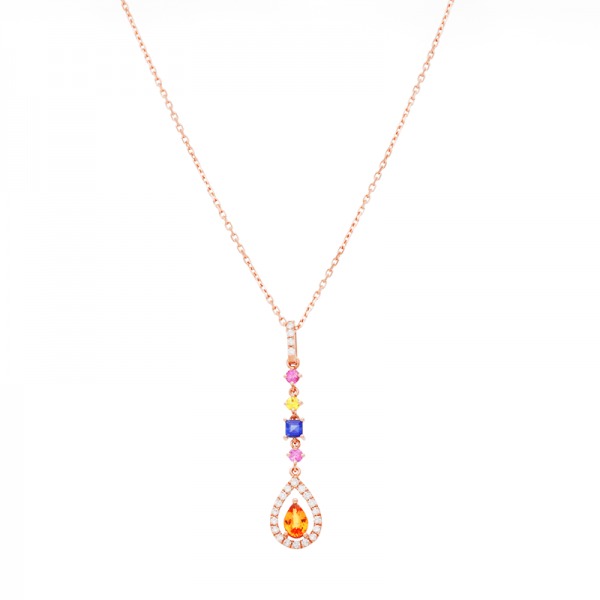 Collier Cesare Pompanon Tutti Frutti Saphirs de Couleurs, Diamants, Or rose