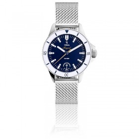 Montre Yema Navygraf Marine Nationale Femme quartz cadran bleu bracelet maille milanaise