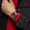 MONTRE HOMME TUDOR BLACK BAY 41 MM LUNETTE ROUGE BRACELET CAOUTCHOUC