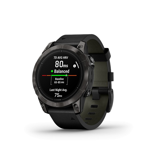 Montre Garmin Epix™ (Gen 2 Pro) 47mm Sapphire Carbon Gray DLC Titane Bracelet Cuir+Silicone Noir