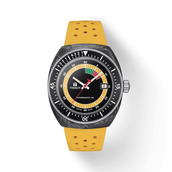 Montre Tissot Sideral S Bracelet Caoutchouc Jaune