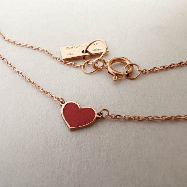 COLLIER Vanrycke EMOJI CŒUR Or rose 18k et émail