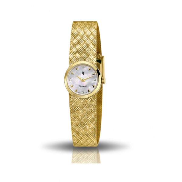 Montre LIP Henriette doré Bracelet acier en mailles milanaises dorées