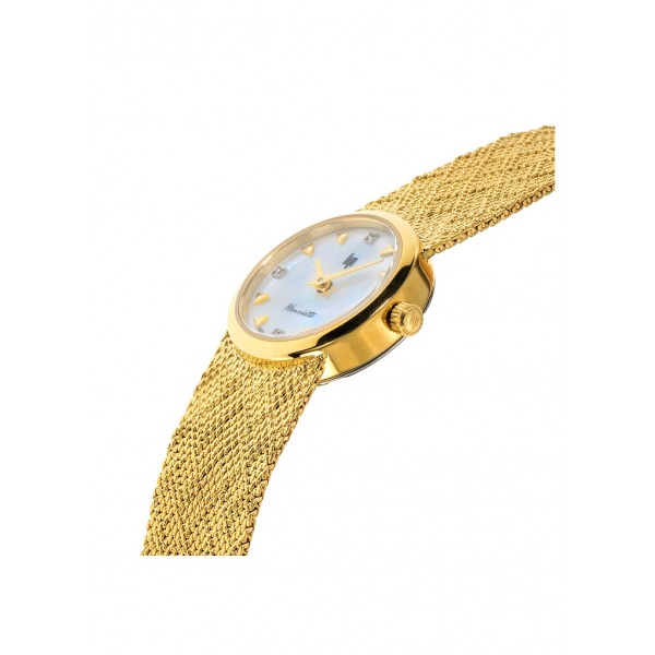 Montre LIP Henriette doré Bracelet acier en mailles milanaises dorées