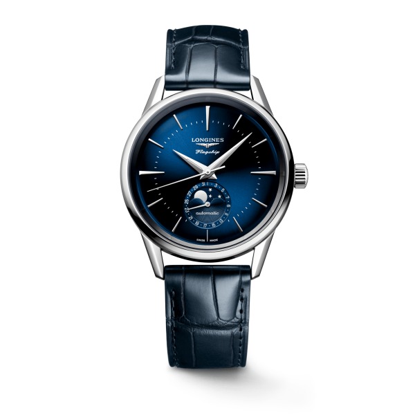 Montre Longines Flagship Heritage Auto Cadran Bleu Bracelet Cuir Bleu