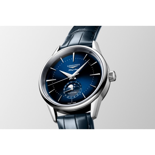 Montre Longines Flagship Heritage Auto Cadran Bleu Bracelet Cuir Bleu