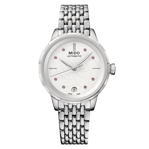 Montre Mido Rainflower 8 Saphirs Roses Bracelet Acier