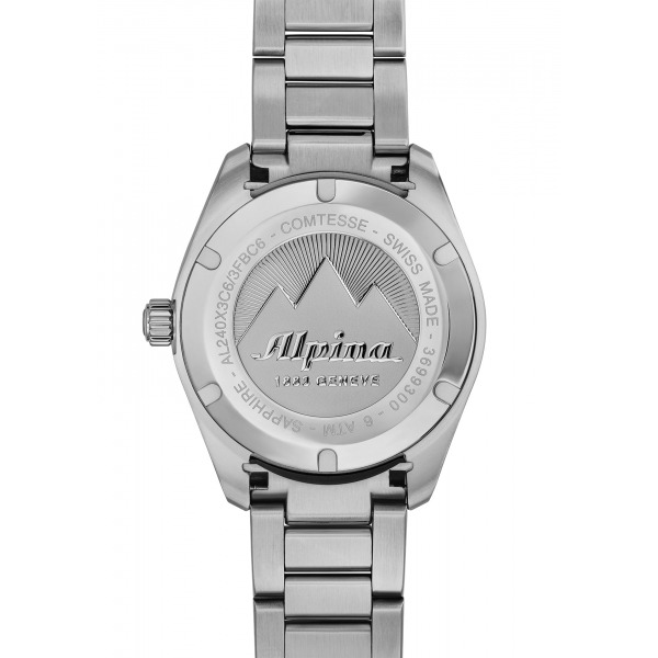 Montre Alpina Comtesse Sport Quartz Cadran Argent Bracelet Acier