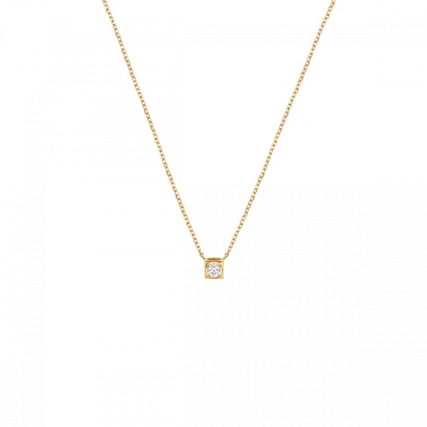 Collier Dinh Van Le Cube Diamant Petit Modèle Or Jaune & Diamant