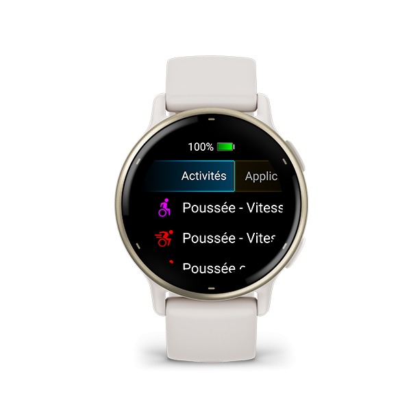 Montre Garmin Vivoactive 5 Boitier Ivoire Lunette Aluminium Soft Gold