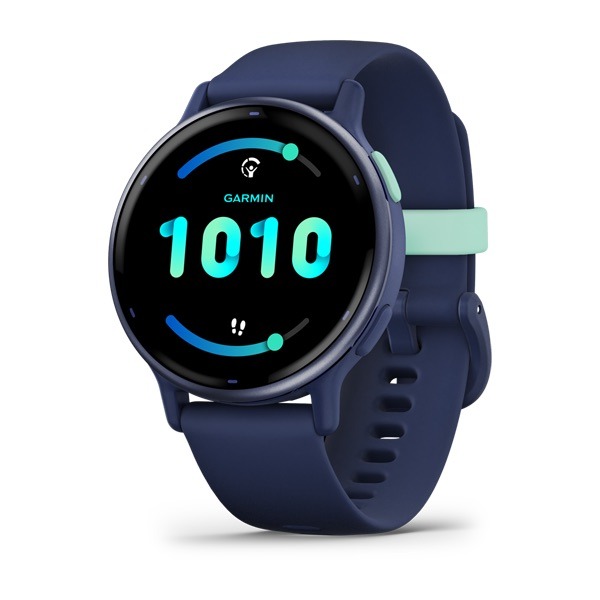 Montre Garmin Vivoactive 5 Boitier Bleu Marine Lunette Aluminium Metallic Blue Gold