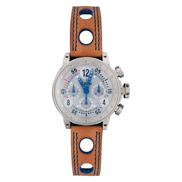 Montre B.R.M. V12 Chronographe cadran gris aiguilles bleu