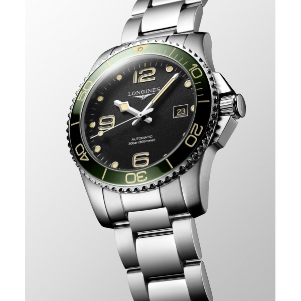 Montre Longines Hydroconquest 41mm Auto Lunette Verte Cadran Noir