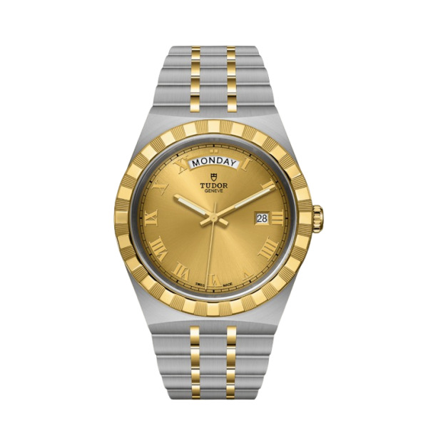 Montre Homme Tudor Royal 41mm Boîtier Acier Lunette Or Jaune