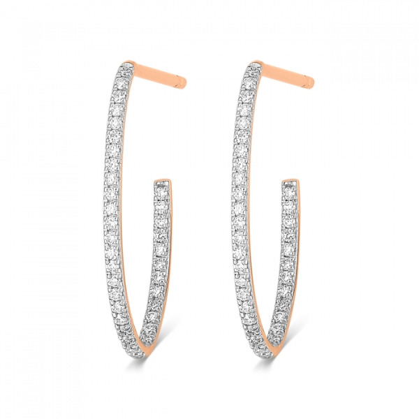 Boucles d'Oreille Ginette NY Ellipse Diamond Hoops