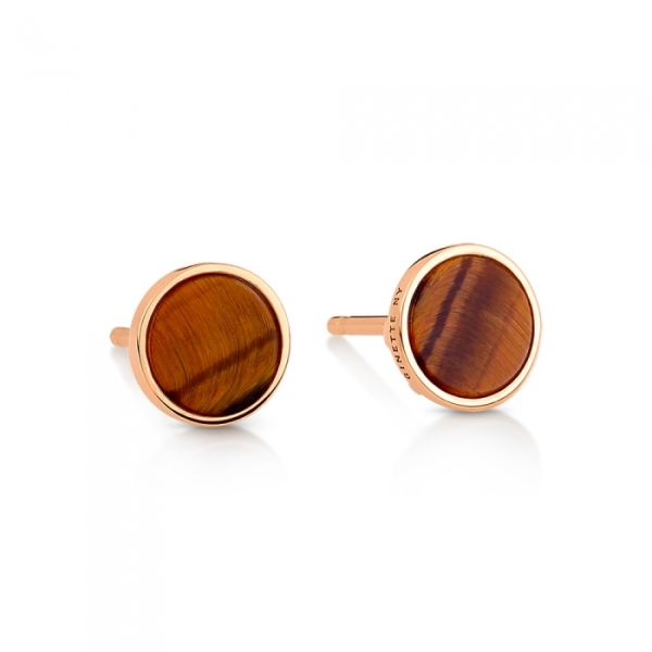 Boucle d'Oreille Ginette NY Solo Ever Tiger Eye Disc Studs