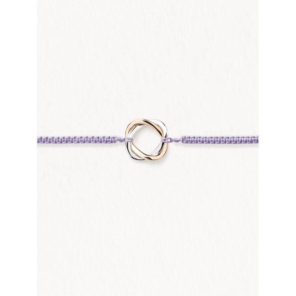 Bracelet Poiray Tresse Macramé Lilas Or Rose et Or blanc