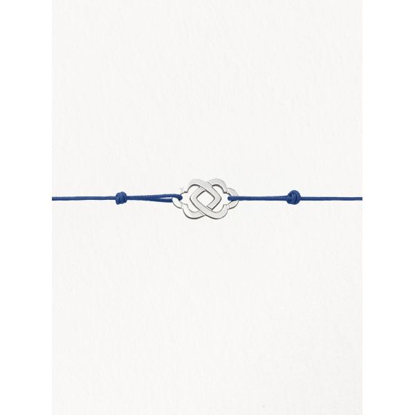 Bracelet Duo Poiray Argent sur Cordon Bleu Marine