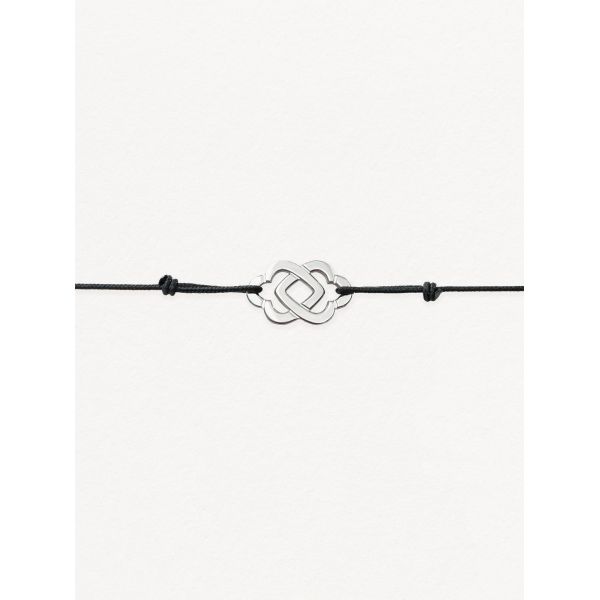 Bracelet Duo Poiray Argent sur Cordon Noir