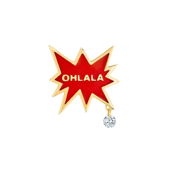 Pin's La Brune & La Blonde Ohlala Diamant 0.05 carat or jaune