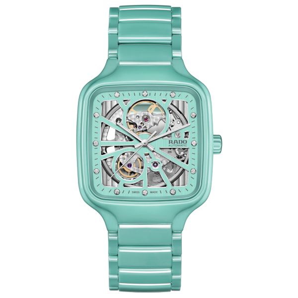 Montre Rado True Square Automatic Open Heart 38mm Turquoise