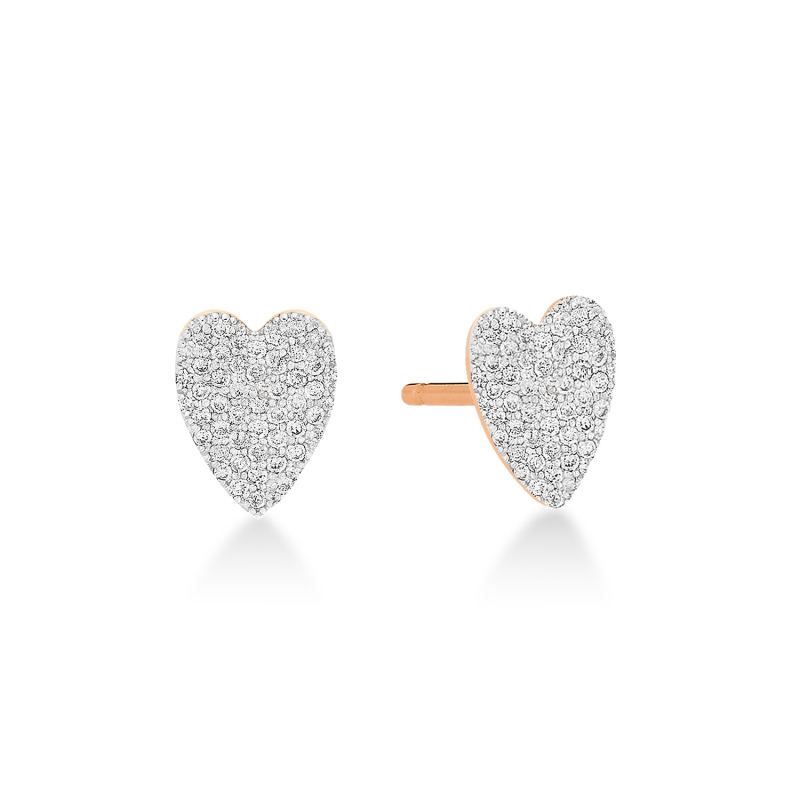 Boucles d'Oreilles Ginette NY Angele Diamong Heart Studs