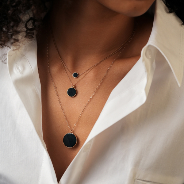 Collier Ginette NY Mini Ever Onyx Disc Necklace