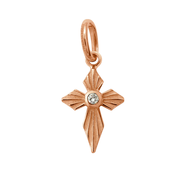 Pendentif gigi CLOZEAU Croix Lumière Or Rose Diamant