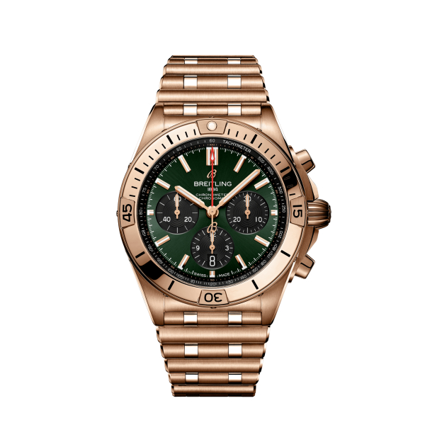 Montre Breitling Chronomat B01 42 Or Rouge Cadran Vert