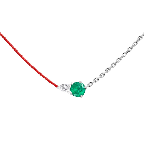 Collier RedLine Abby Emeraude Or Blanc Fil Rouge