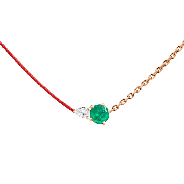 Collier RedLine Abby Emeraude Or Rose Fil Rouge