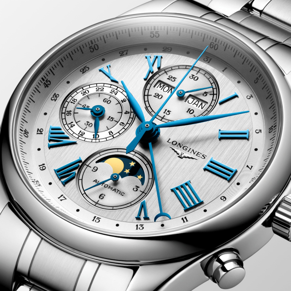 Montre Longines Master Collection Chrono Cadran Argent Aiguilles Bleues