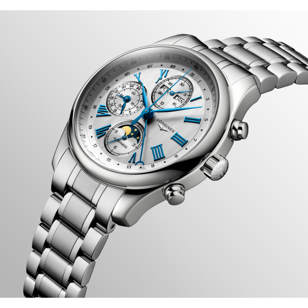 Montre Longines Master Collection Chrono Cadran Argent Aiguilles Bleues